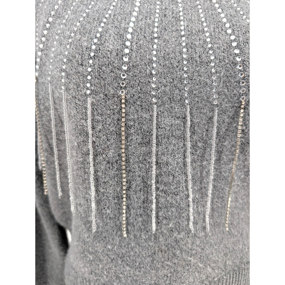 BB Dakota If You Fancy Gray Embellished Fringe Sweater XS Sparkle Western Glam - Picture 7 of 15